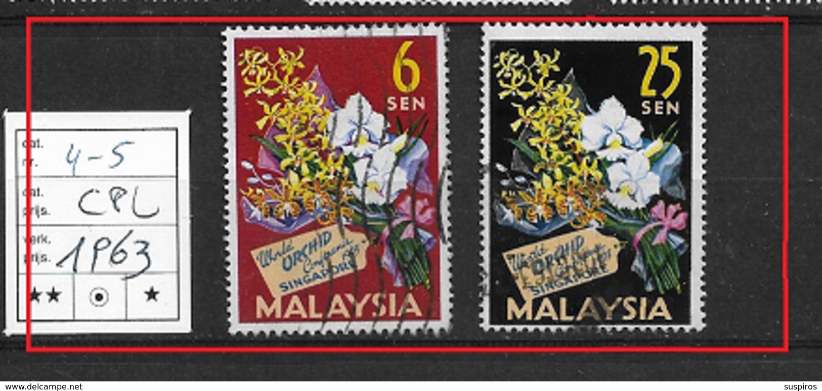 MALAYSIA  1963 The 4th World Orchid Congress, Singapore USED - Malaysia (1964-...)