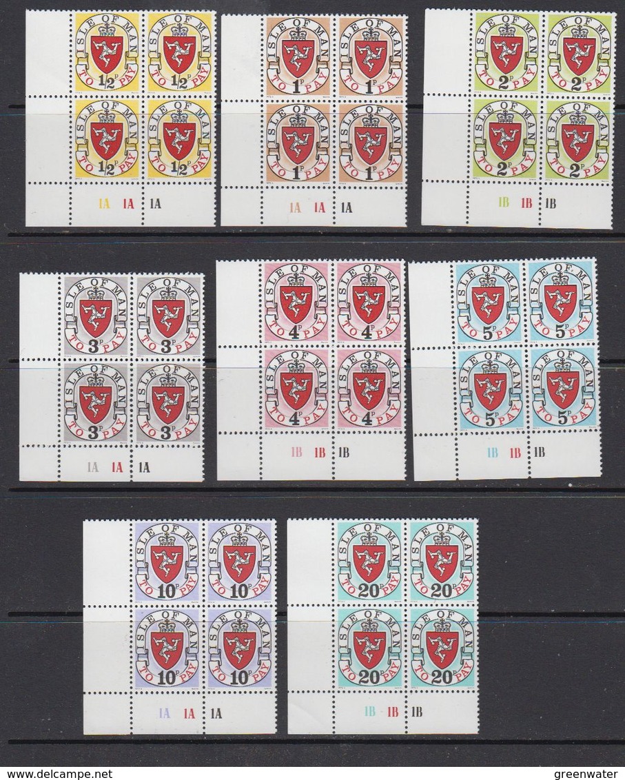 Isle Of Man 1973 Postage Due "1973A"  8v Bl Of 4 (corner)  ** Mnh (41316S) - Man (Eiland)