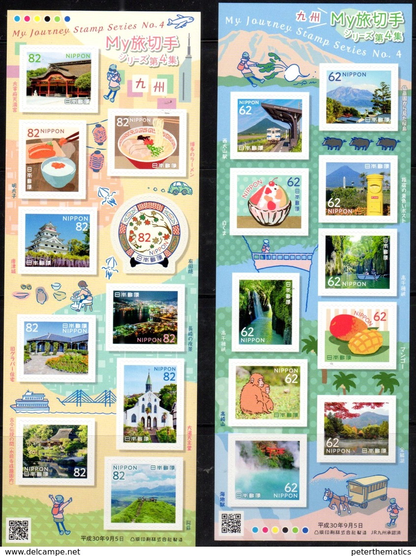 JAPAN, 2018,MNH,  MY JOURNEY IV, MOUNTAINS, WATERFALLS,TRAINS,TEMPLES, FRUIT, FOOD, RICE, MONKEYS,  2 SHEETLETS - Geography