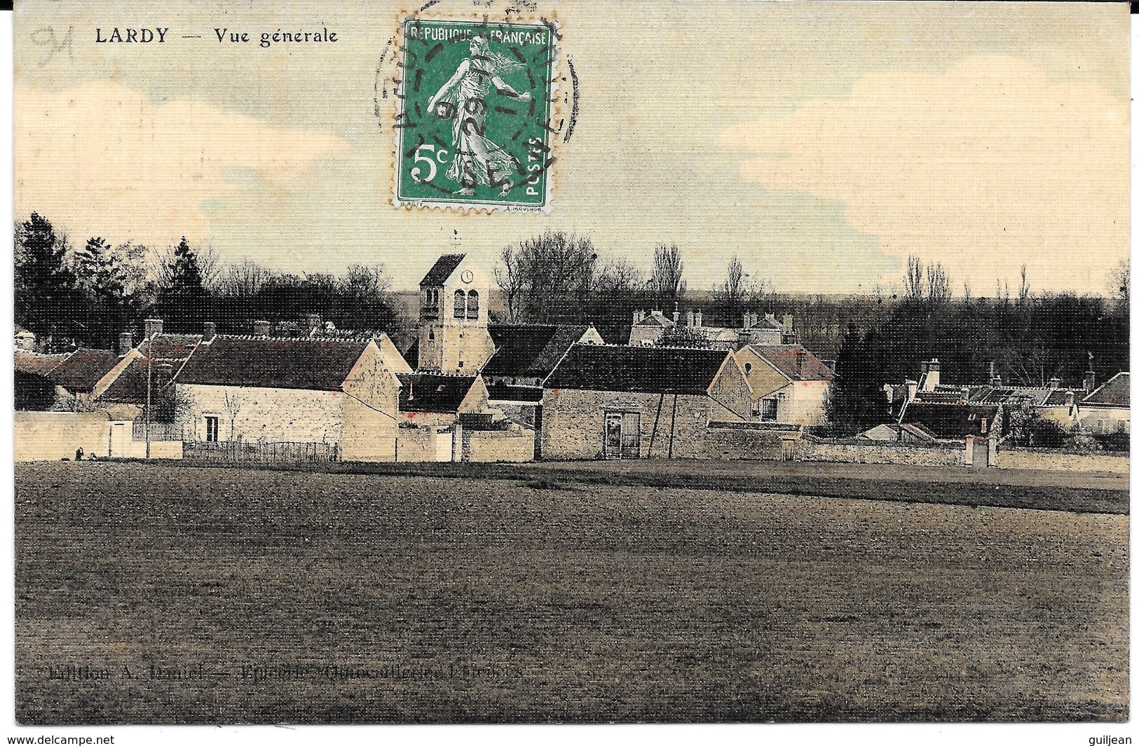 91 - LARDY - Vue Générale - Carte Toilée, Couleur - Circulé 1911 - Bon état - - Lardy