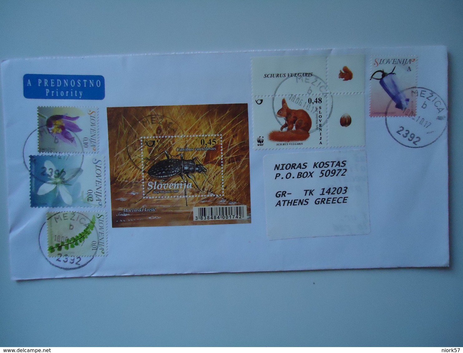 SLOVENIA  USED COVER SHEE INSECTS ANIMALS WWF  FLOWERS - Slowenien