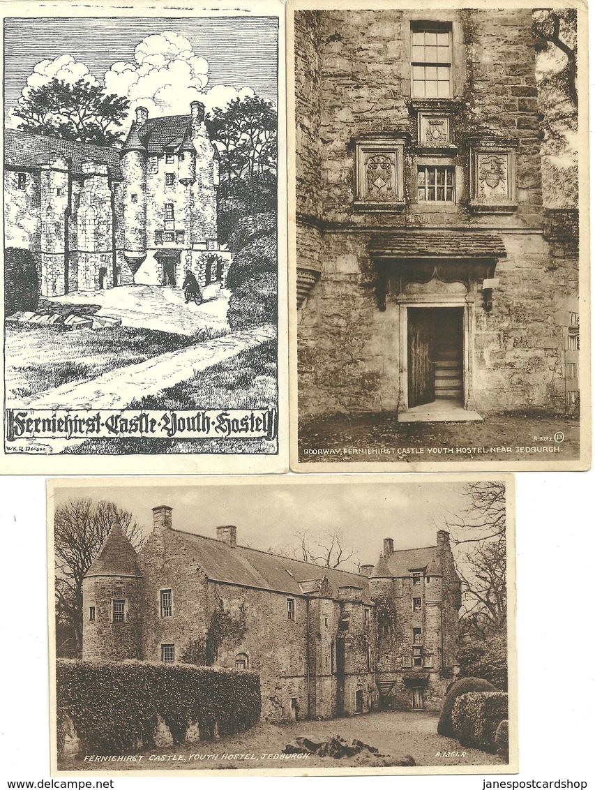 3 POSTCARDS FERNIEHIRST CASTLE YOUTH HOSTEL - JEDBURGH - ROXBURGHSHIRE - Roxburghshire