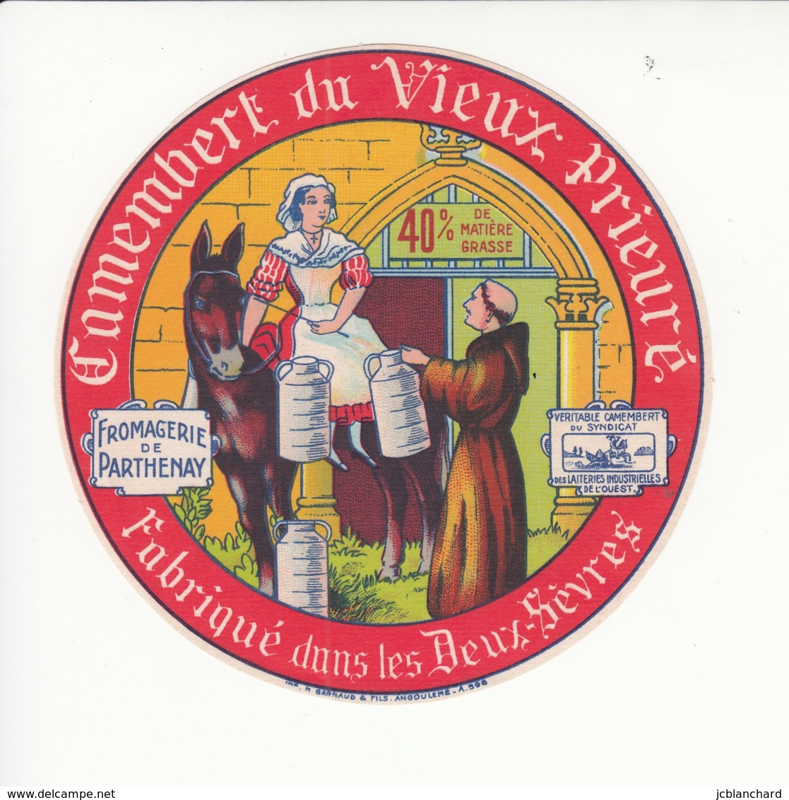 Etiquette De Fromage Camembert Du Vieux Prieuré - Deux Sèvres. - Fromage