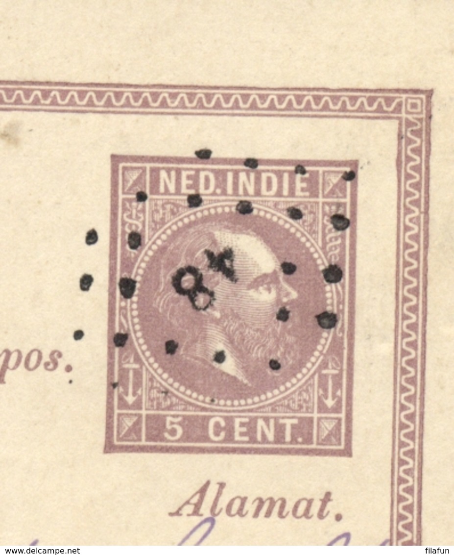 Nederlands Indië - 1885 - 5 Cent Willem III, Briefkaart G1 Van KR En Puntstempel KLATEN Naar Semarang - Nederlands-Indië