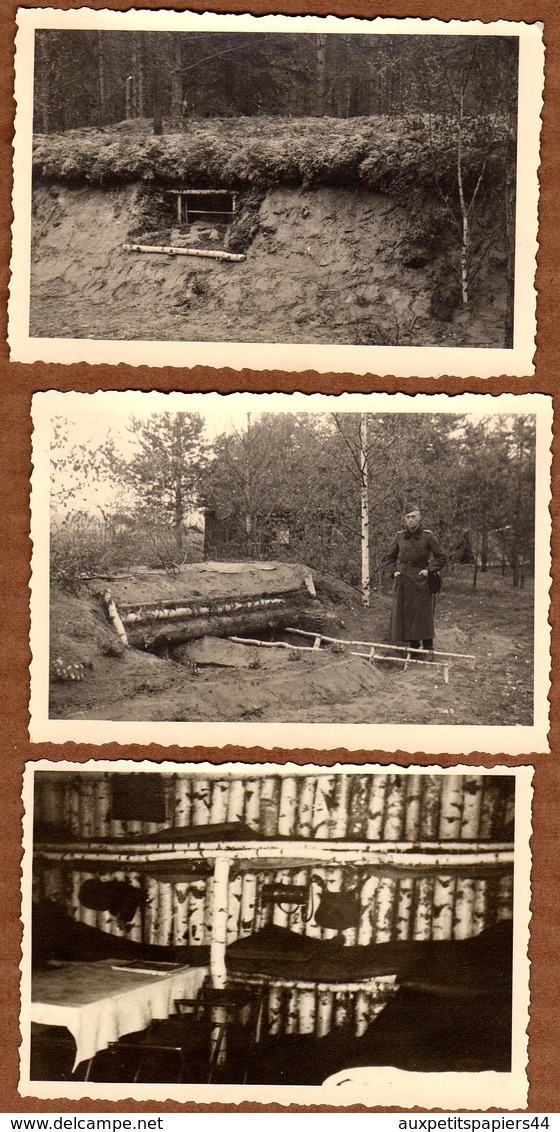 3 Photos Originales Guerre 1939-45 Camouflage Et Abri Sous Terre De La Wehrmacht, Dortoir, Entrée Et Garde - Guerre, Militaire