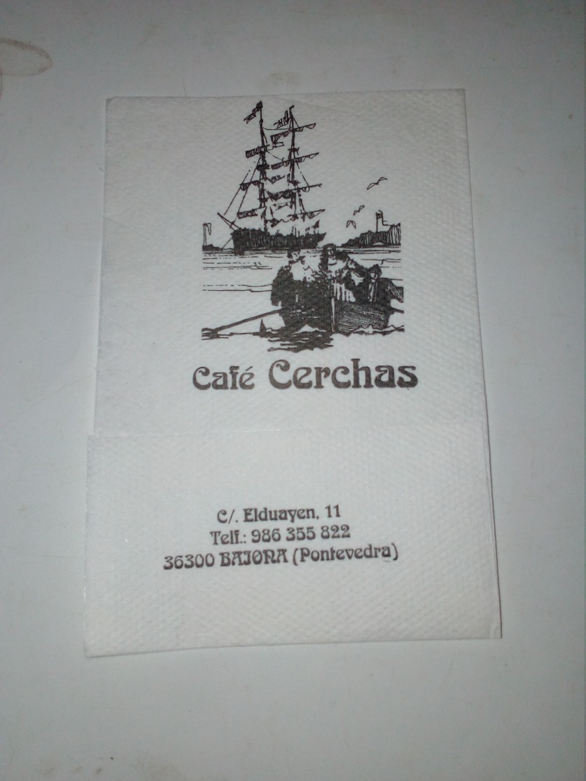 Servilleta,serviette .Café Cerchas, Pontevedra,Espanha - Serviettes Publicitaires