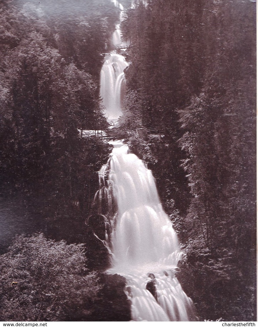 VERS 1880 - TRES RARE - GRANDE PHOTO ALBUMINE MONTEE ** SUISSE INTERLAKEN JUNGFRAU  - Verso Photo GIESBACH CASCADE - Alte (vor 1900)