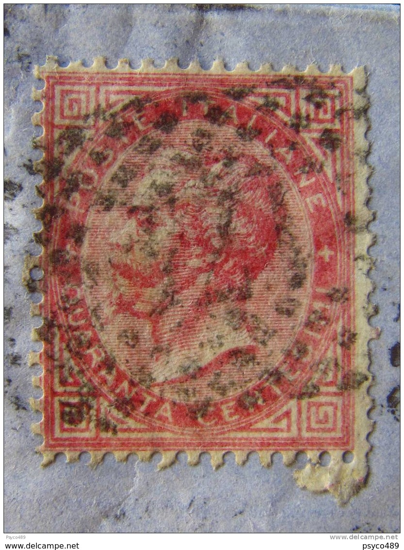 4525 ITALIA Regno-1866- "T 20 Torino" C. 40 FIRENZE>CHIOGGIA (descrizione) - Storia Postale