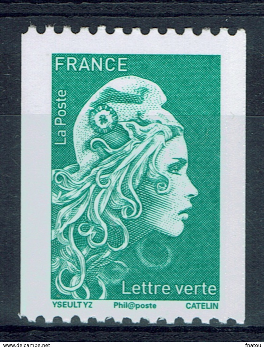 France, Marianne, "l'engagée", Green Letter, Coil Stamp, Black Number On The Reverse, 2018, MNH VF - Unused Stamps