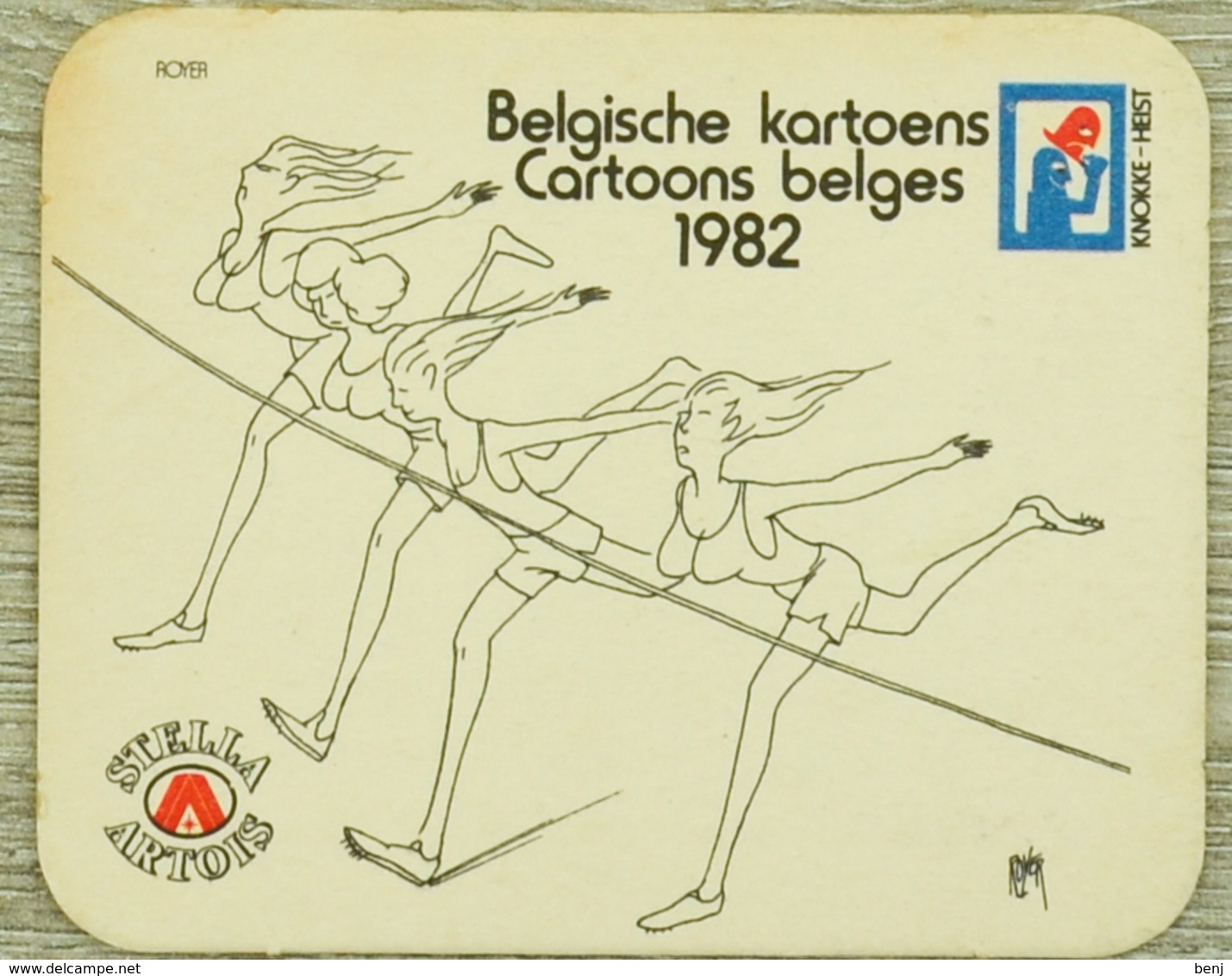 Sous-bock STELLA ARTOIS Cartoons Belges 1982 Knokke-Heist Course Filles Athlétisme Bierdeckel Beermat Bierviltje (CX) - Sous-bocks