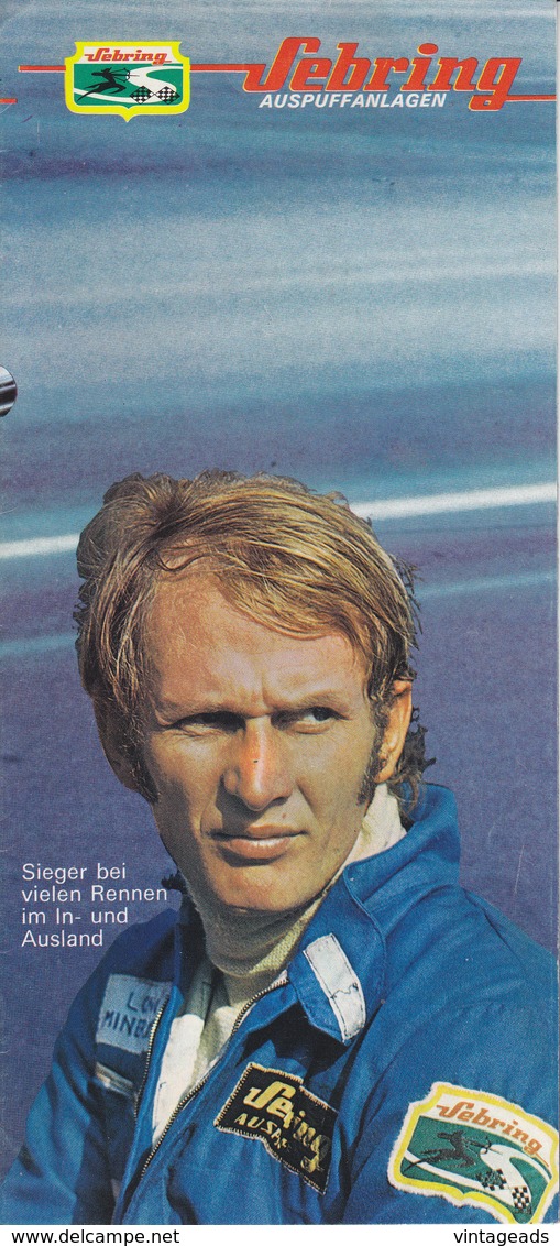 AD045 - Original Werbung Reklame Prospekt Sebring Auspuffanlagen, Helmut Marko - Werbung