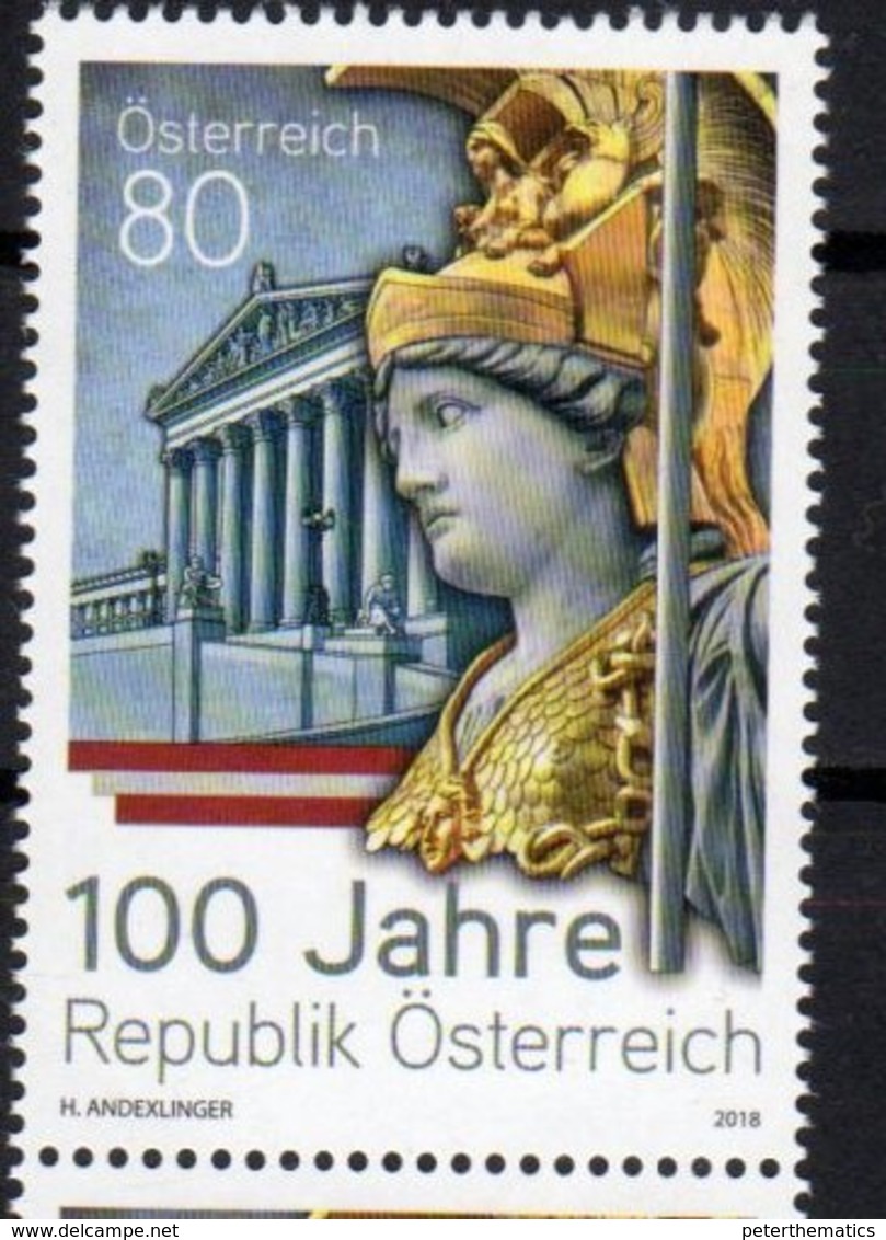 AUSTRIA, 2018, MNH, 100 YEARS OF AUSTRIAN REPUBLIC, GODDESS ATHENA, 1v - Other & Unclassified