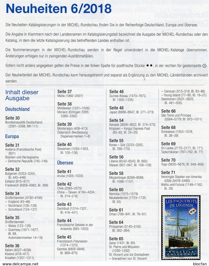 Briefmarken MICHEL-Rundschau 6/2018 Neu 6€ Stamps Of The World Catalogue/magacine Of Germany ISBN 978-3-95402-600-5 - Allemand (àpd. 1941)