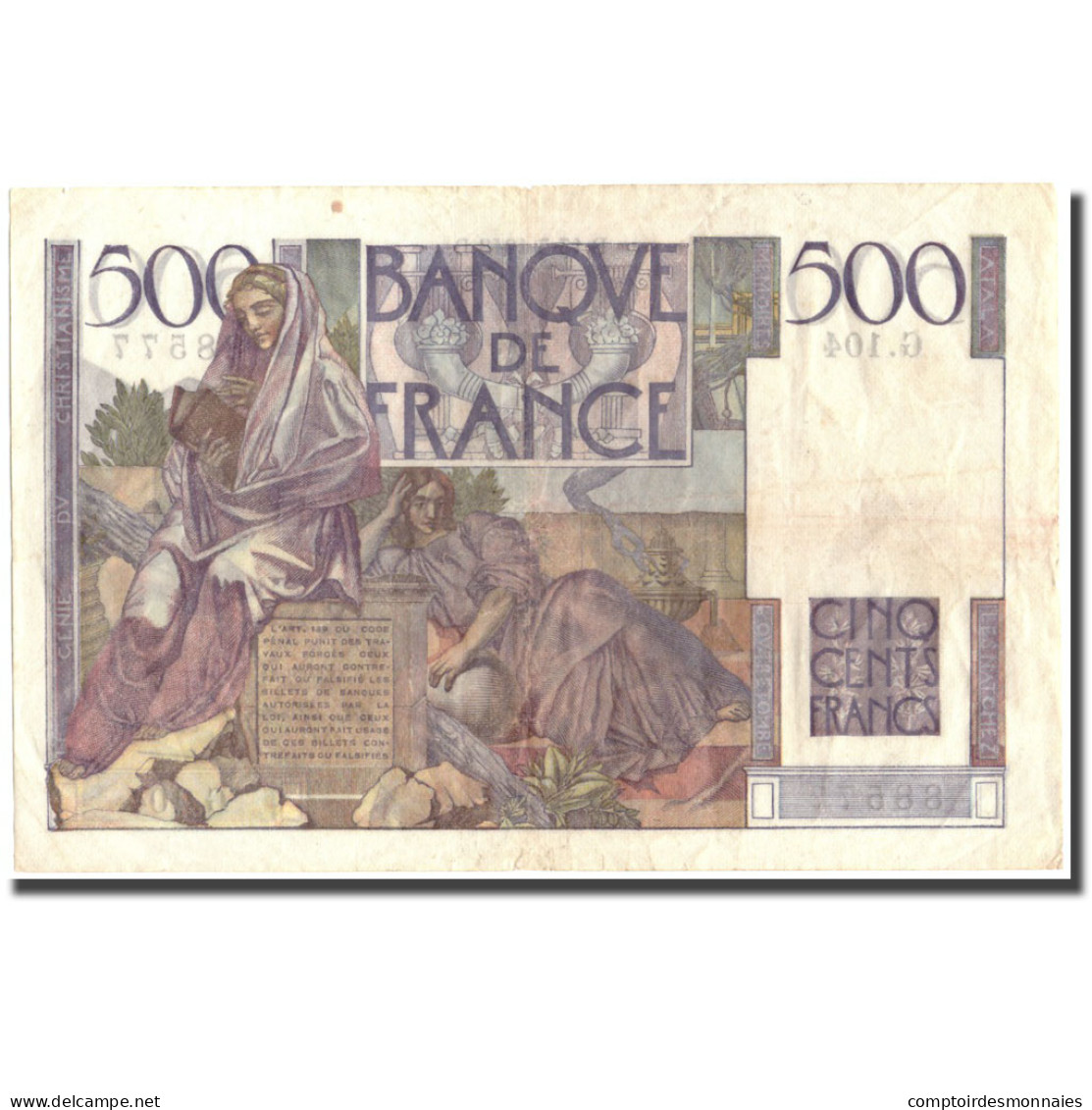 France, 500 Francs, 500 F 1945-1953 ''Chateaubriand'', 1948, 1948-05-13, TTB - 500 F 1945-1953 ''Chateaubriand''