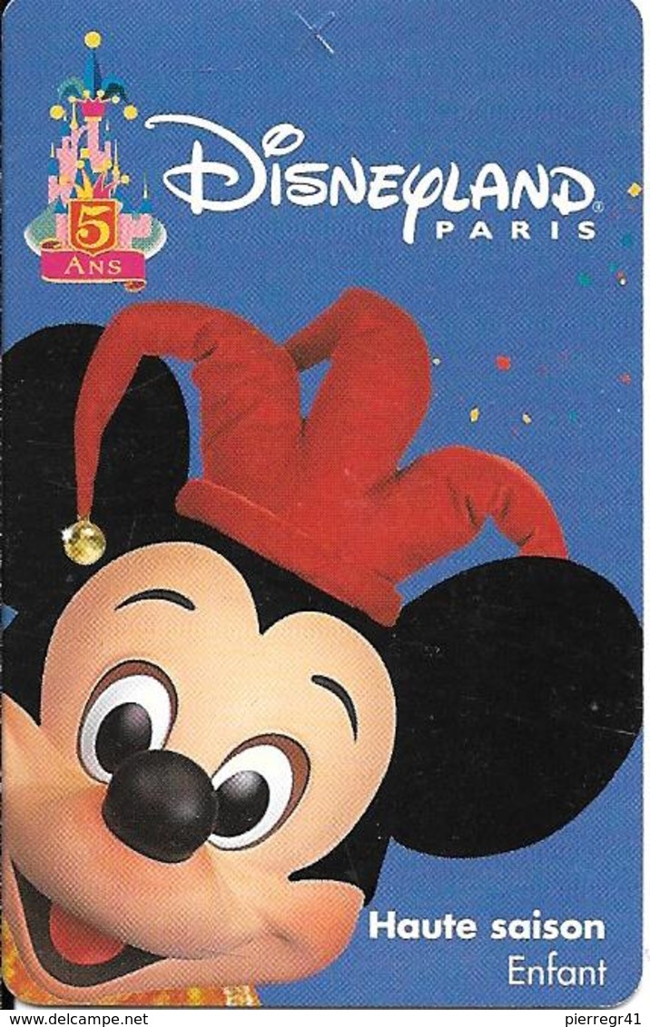 PASS-DISNEYLANDPARIS -1997-5 ANS-MICKEY-V°SPEOS- N° S 049720-VALIDE 1 JOUR-TBE- - Disney-Pässe