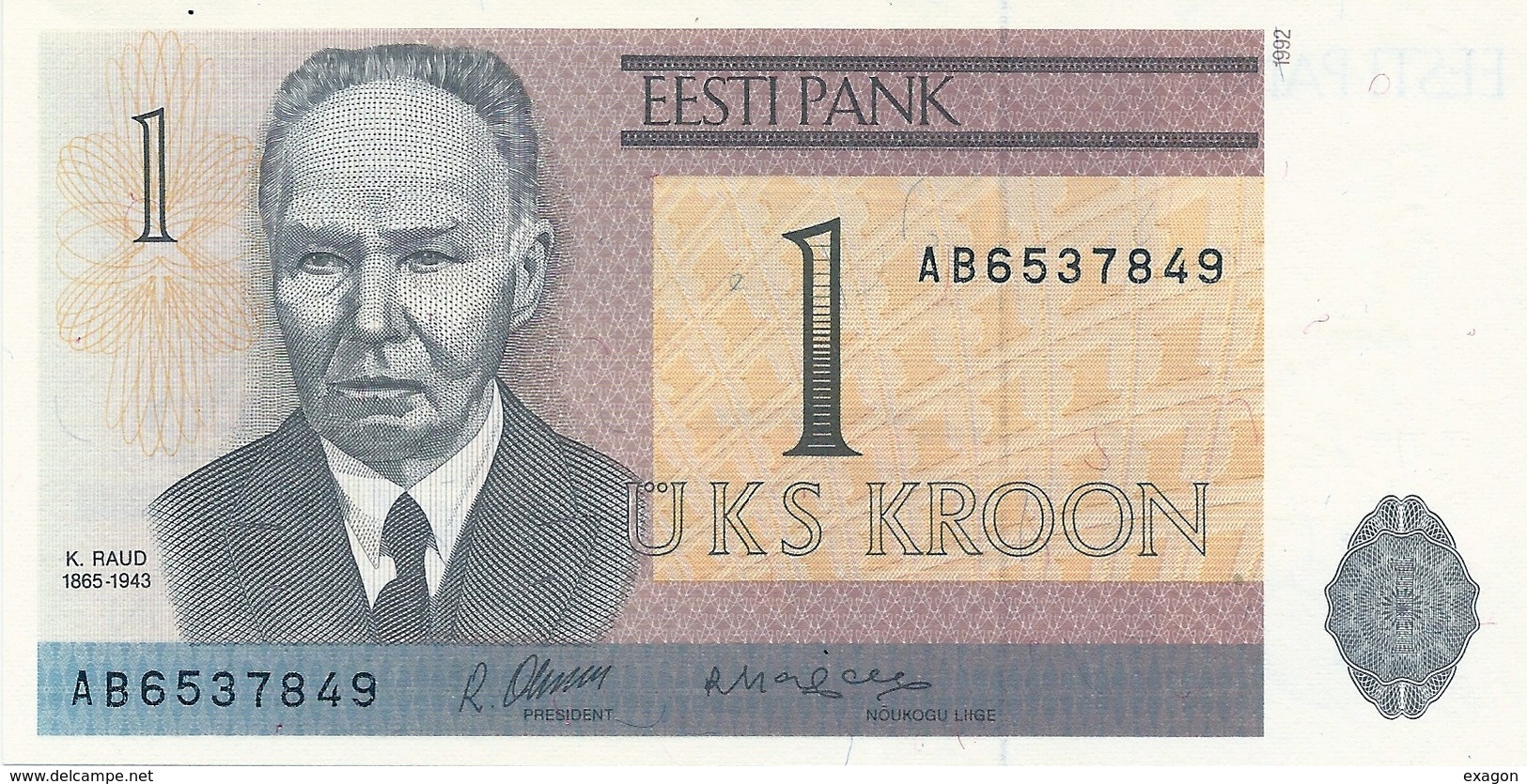 Banconota Da   1  KROONI  ESTONIA - Anno 1992. - Estonia