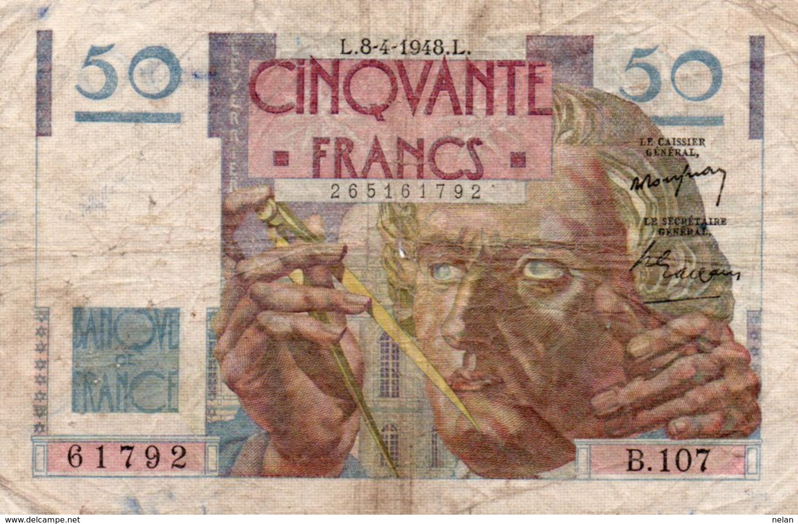 FRANCIA 50 FRANCS 1948  P-127 - 50 F 1946-1951 ''Le Verrier''