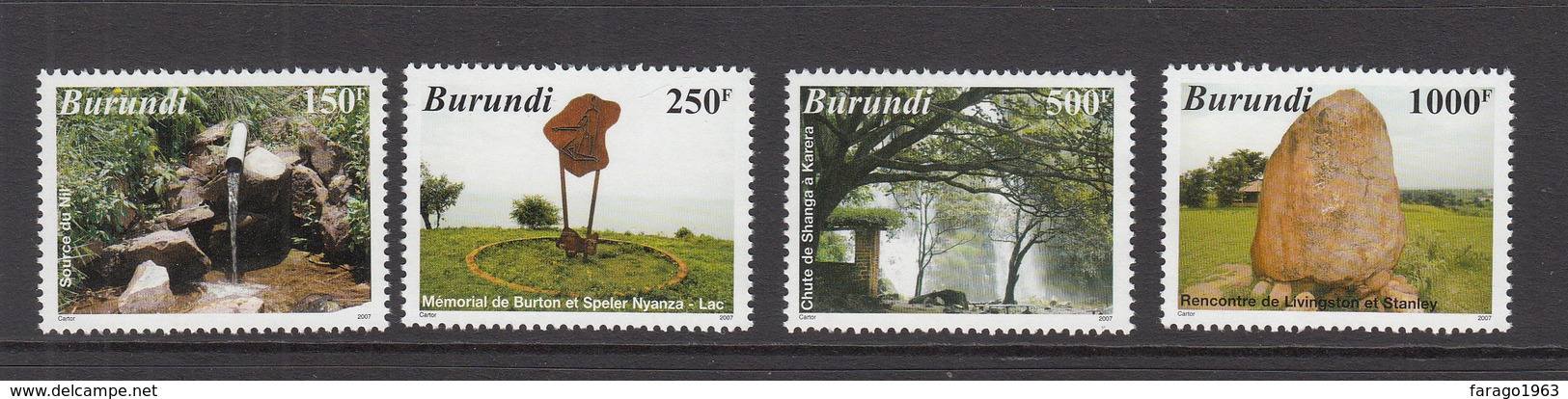 2007 Burundi Tourism Explorers Geography Complete Set Of 4 MNH - Unused Stamps