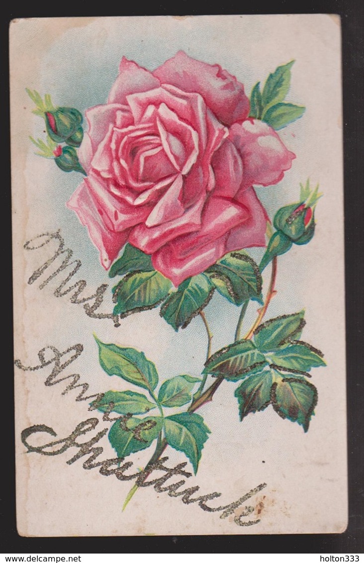 General Greetings - Rose Name In Glitter - Used - Embossed - Greetings From...