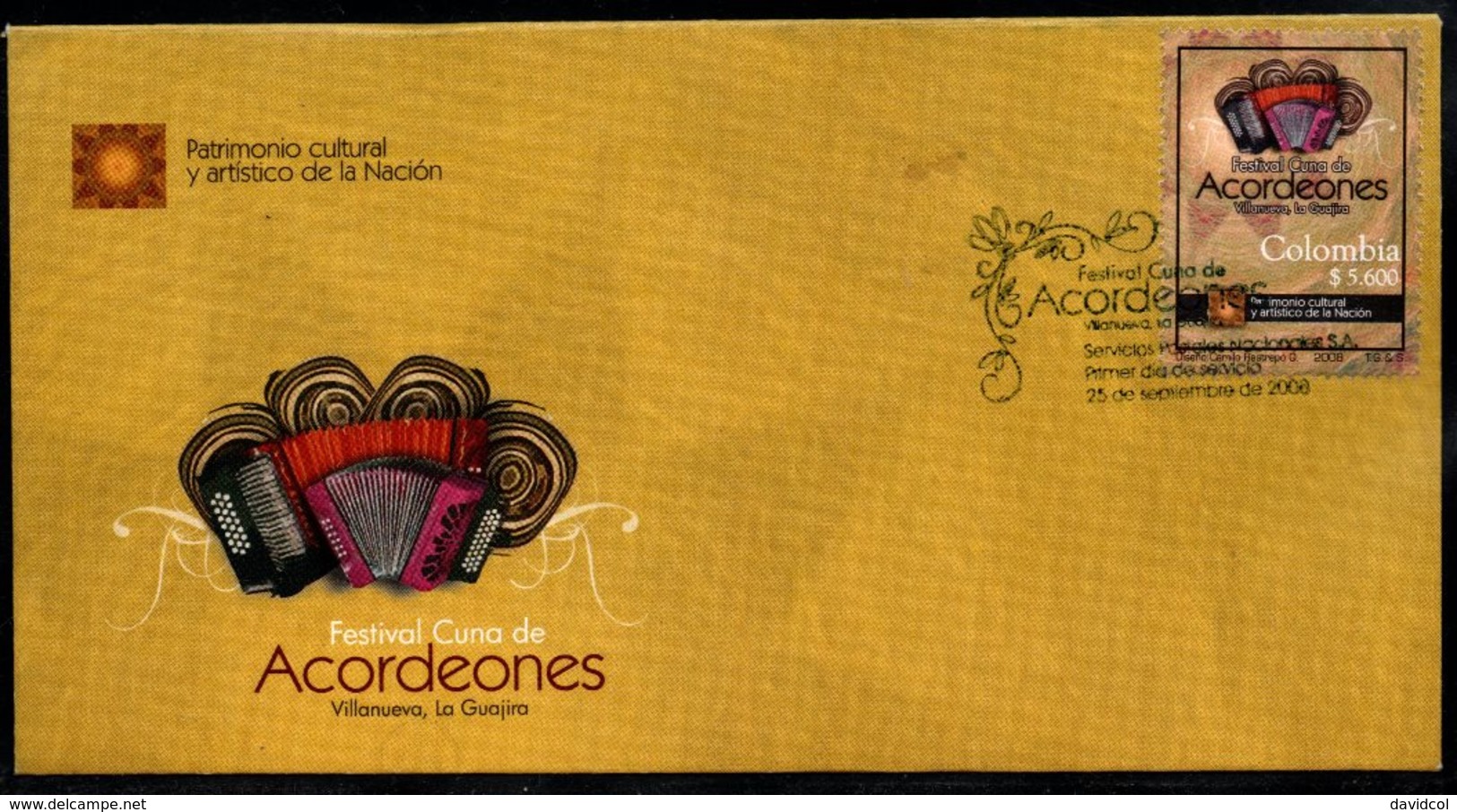 COLOMBIA- KOLUMBIEN- 2008 FDC/SPD. ACCORDION FESTIVAL IN VILLANUEVA CITY- GUAJIRA DEPT. - Colombia