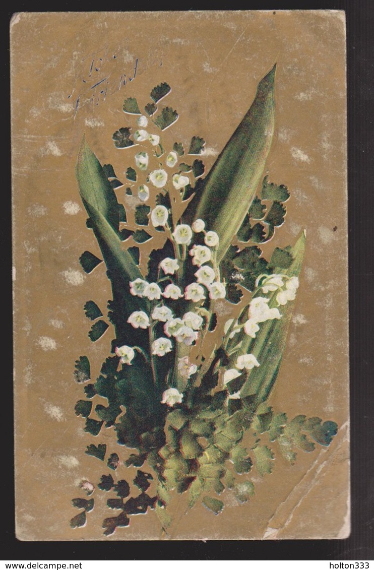 General Greetings - Flowers - Used 1908 - Corner Creases - Greetings From...