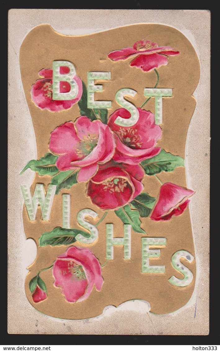 General Greetings - Best Wishes Flowers - Used 1910 - Embossed - Greetings From...