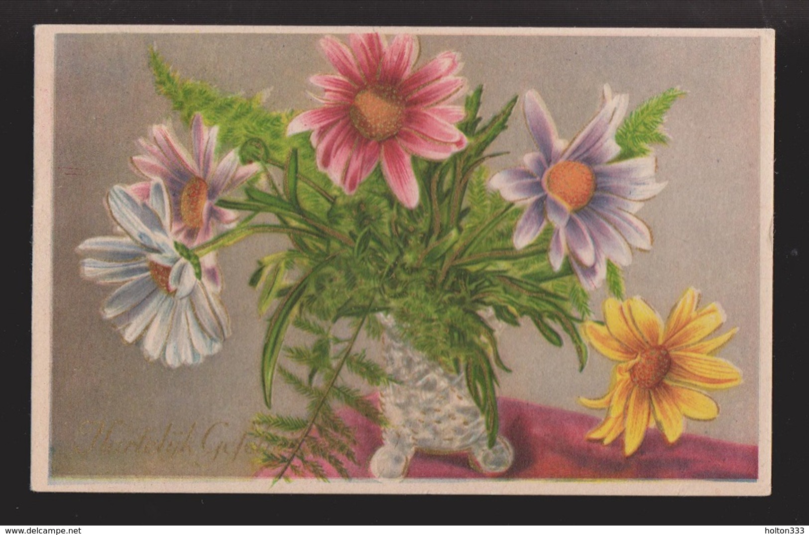 General Greetings - Flowers In Vase Dutch Card - Used 1951 - Greetings From...