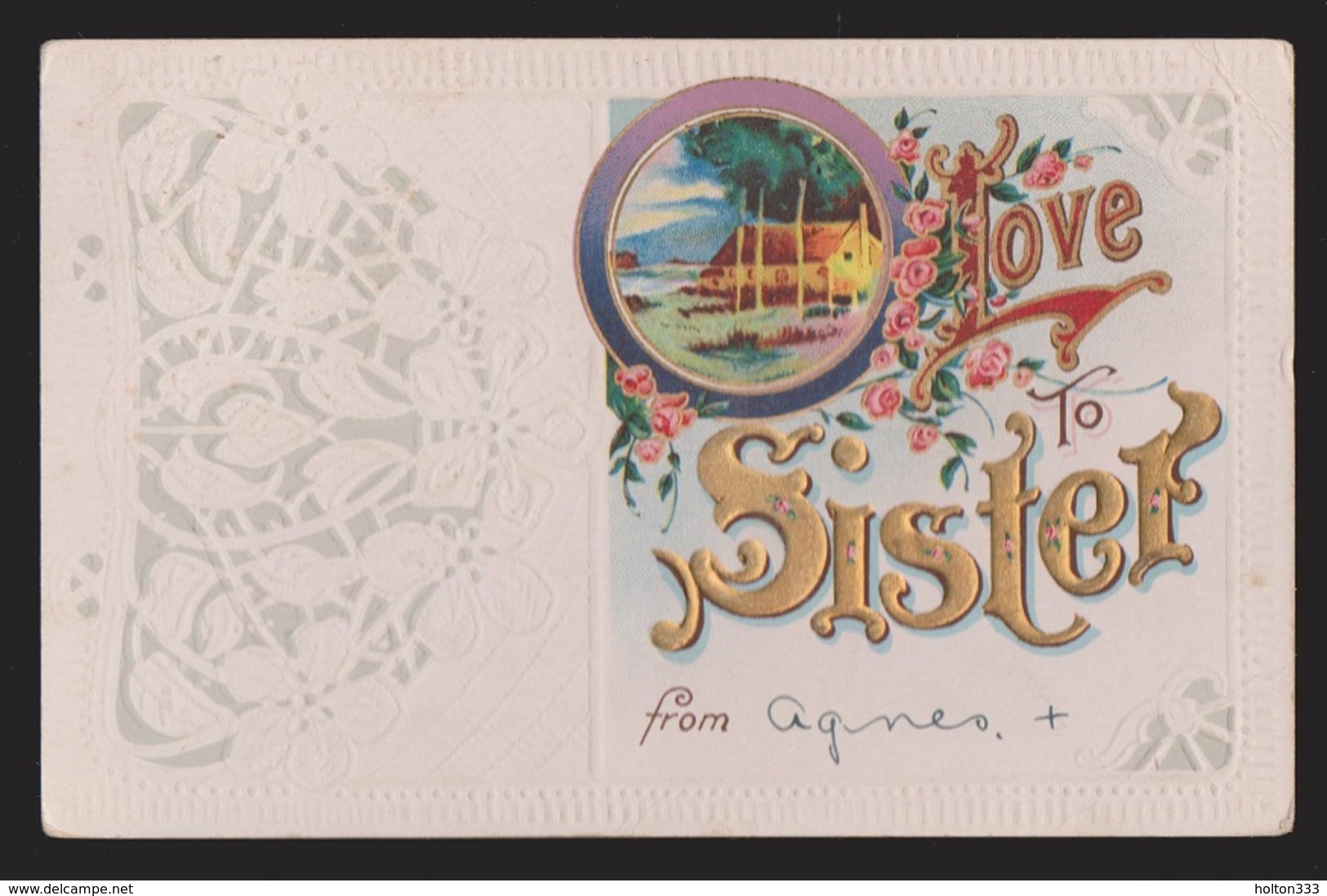 General Greetings - Love To Sister - Used - Embossed - Greetings From...