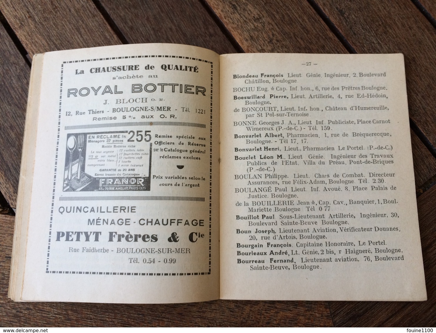 Militaire Annuaire 1937 Réunion Des Officiers De Réserve Des Armées De Terre Mer Et L' Air De BOULOGNE SUR MER Avec Pub - Autres & Non Classés