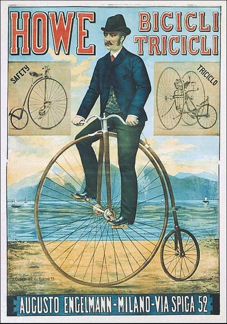 Cycle Postcard Howe Bicicli Tricicli Milano 1884 - Reproduction - Advertising