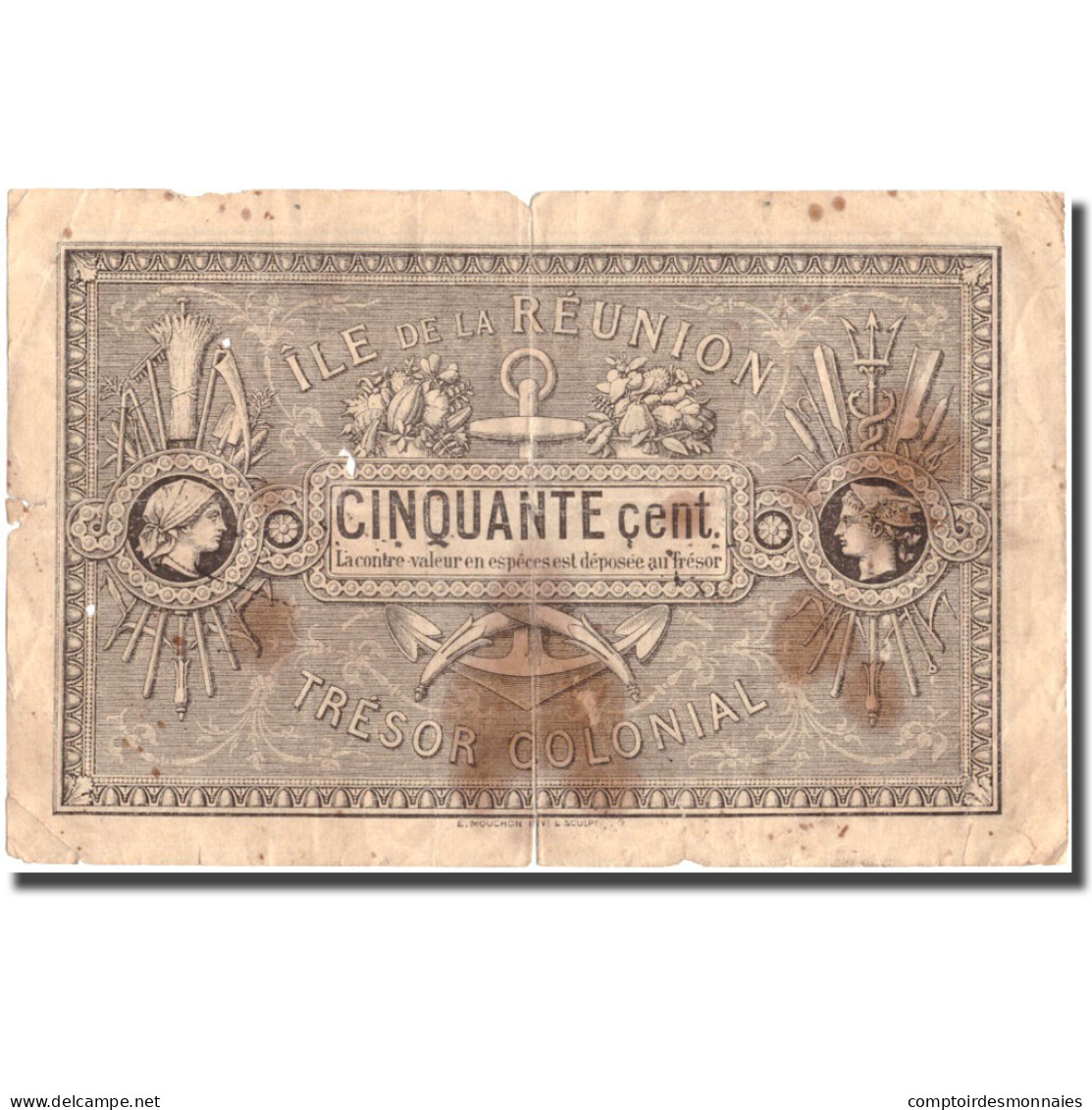 Billet, Réunion, 50 Centimes, 1879, 1879-05-02, TB - Reunión