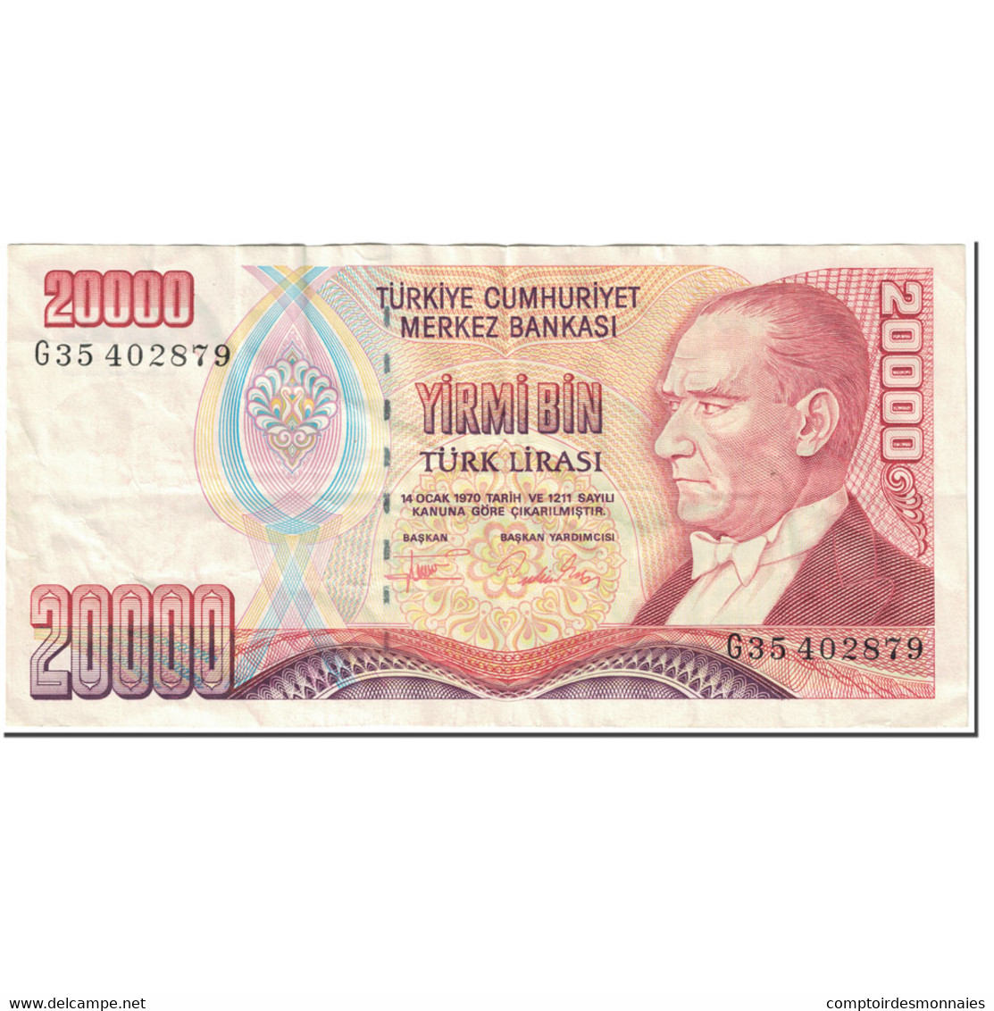 Billet, Turquie, 20,000 Lira, 1995-1997, Undated(1995-1997), KM:202, TTB - Turquie