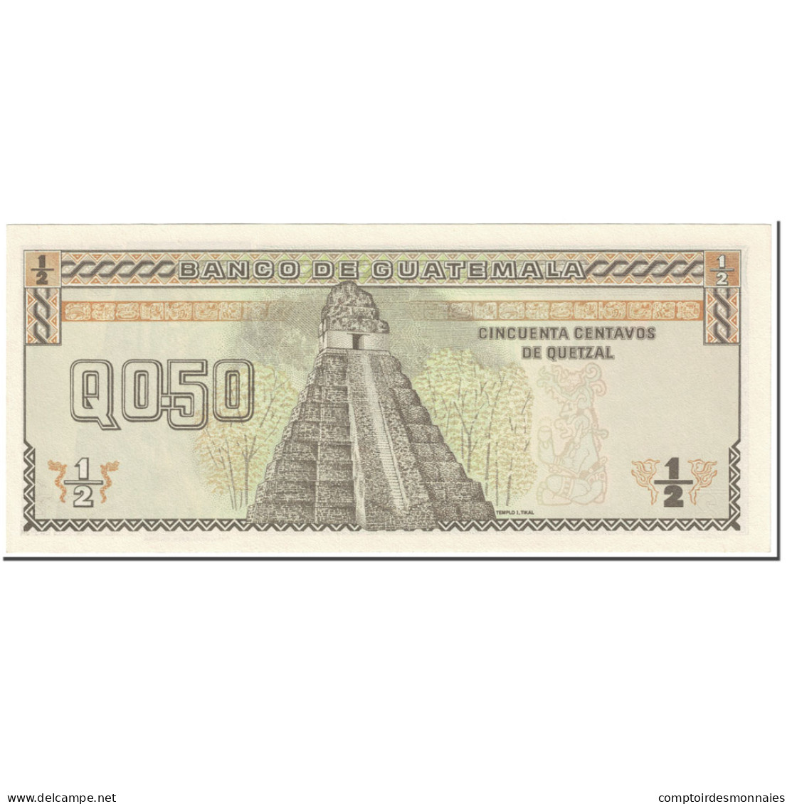 Billet, Guatemala, 1/2 Quetzal, 1989, 1989-01-04, KM:72a, NEUF - Guatemala