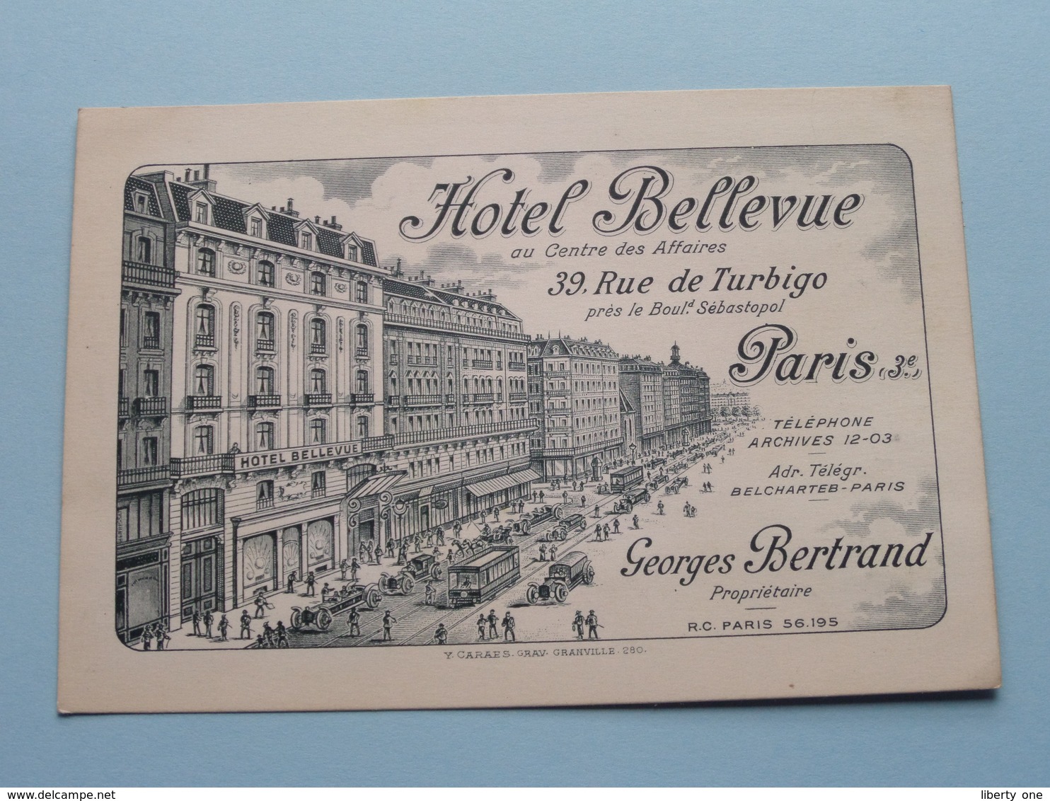 Hôtel BELLEVUE Rue De TURBIGO Paris 3e - Prop. Georges BERTRAND ( Y. Caraes ) Anno 19?? ( Zie Foto's Voor Detail ) ! - Pubs, Hotels, Restaurants