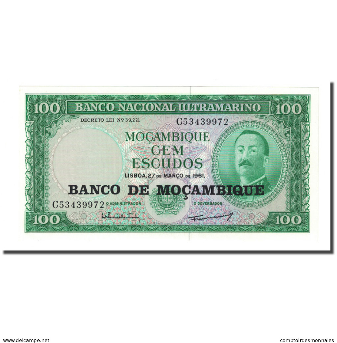 Billet, Mozambique, 100 Escudos, 1961-03-27, KM:117a, NEUF - Mozambique