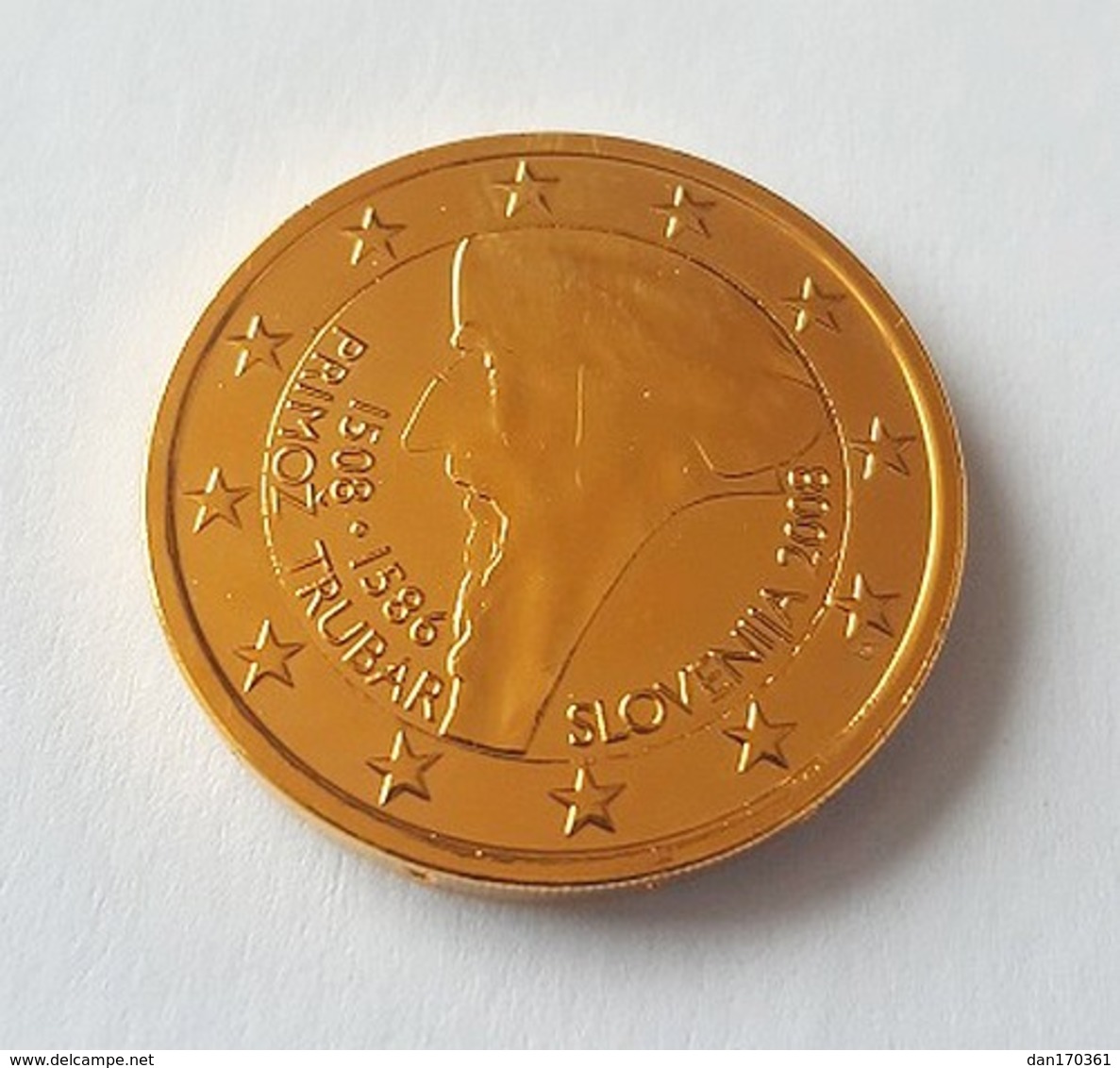 SLOVENIE 2008 - 2 EUROS COMMEMORATIVE- PRIMOZ TRUBAR - PLAQUE OR - Slovénie