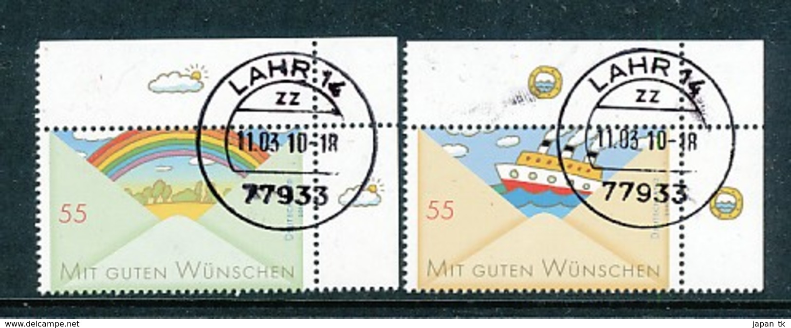 GERMANY Mi.Nr. 2786-2787 Grußmarken - Eckrand Oben Rechts - Used - Gebraucht