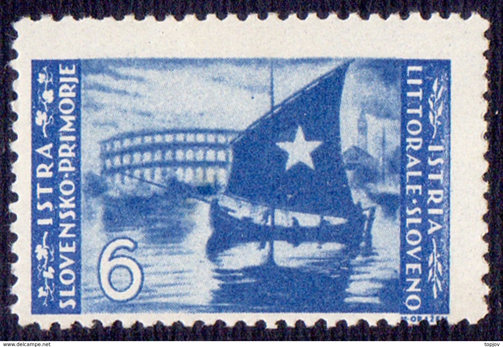 VUJNA - ISTRIA - POLA  PULA  ARENA  6 Lira - **MNH - 1946 - Mint/hinged