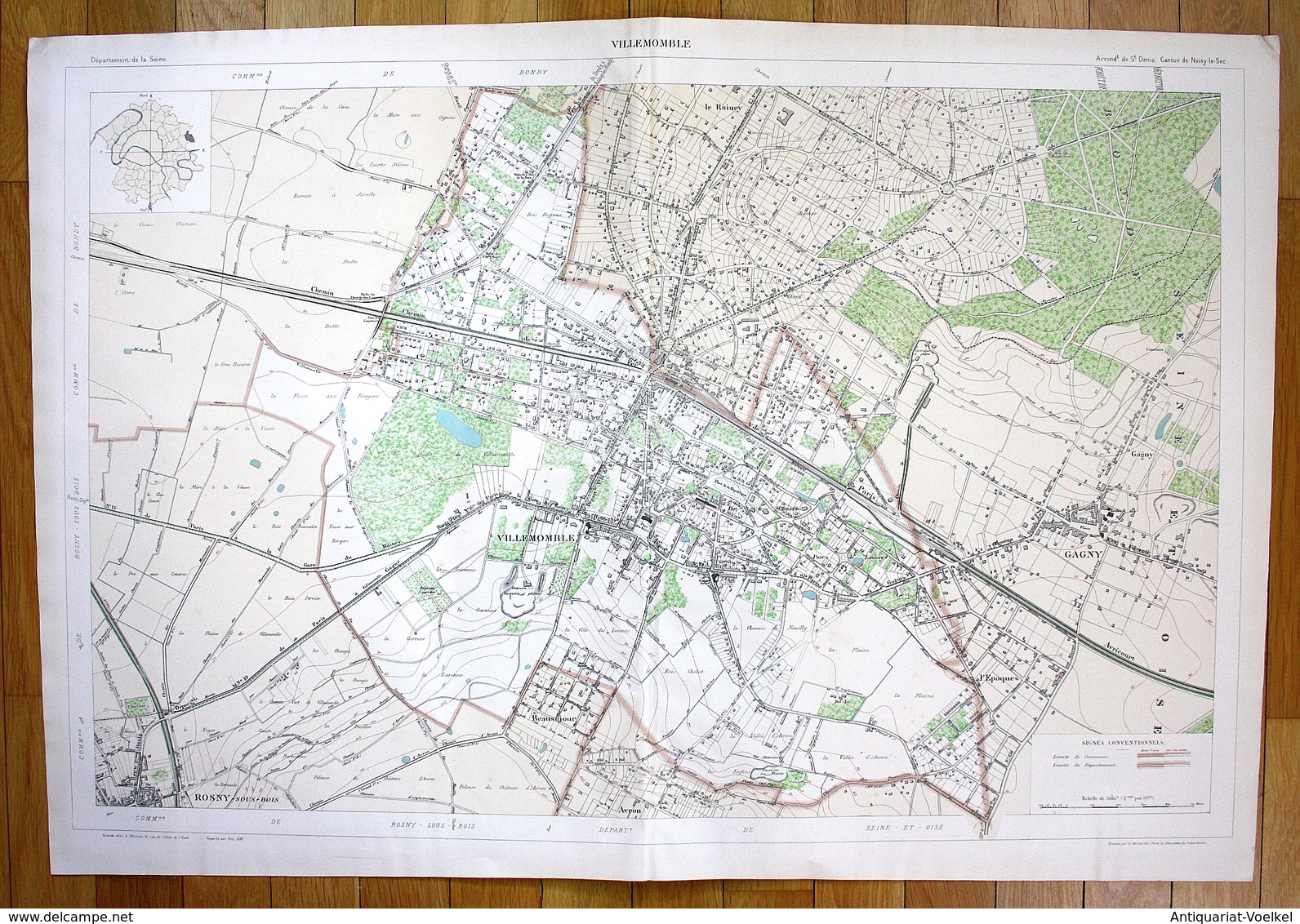 Villemomble - Villemomble Rosny-sous-Bois Avron Gagny Plan De La Ville City Map Paris - Stiche & Gravuren