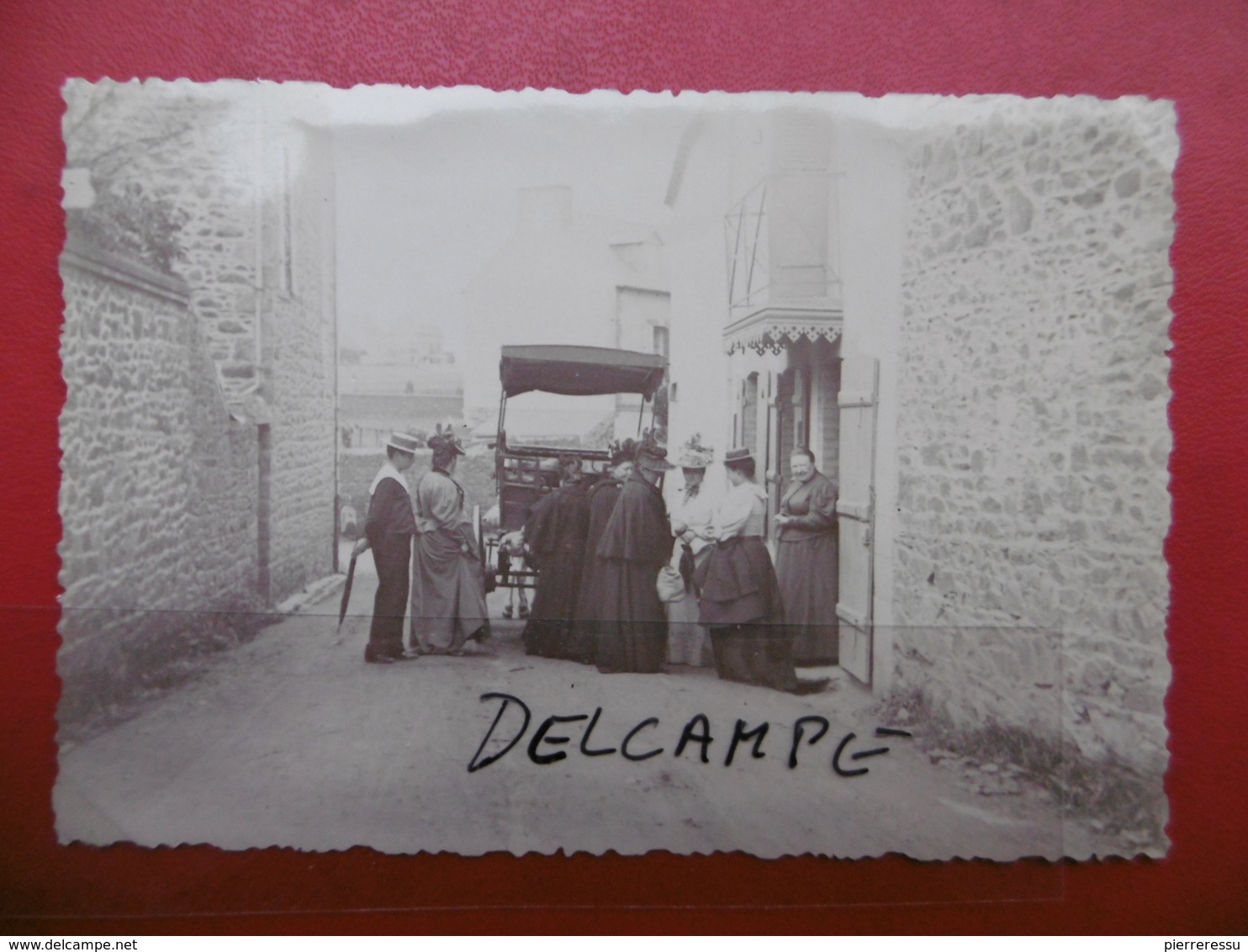 SAINT QUAY PORTRIEUX DEPART FAMILLE CUINAT EN CALECHE 1896 PHOTO 11 X 8 - Saint-Quay-Portrieux