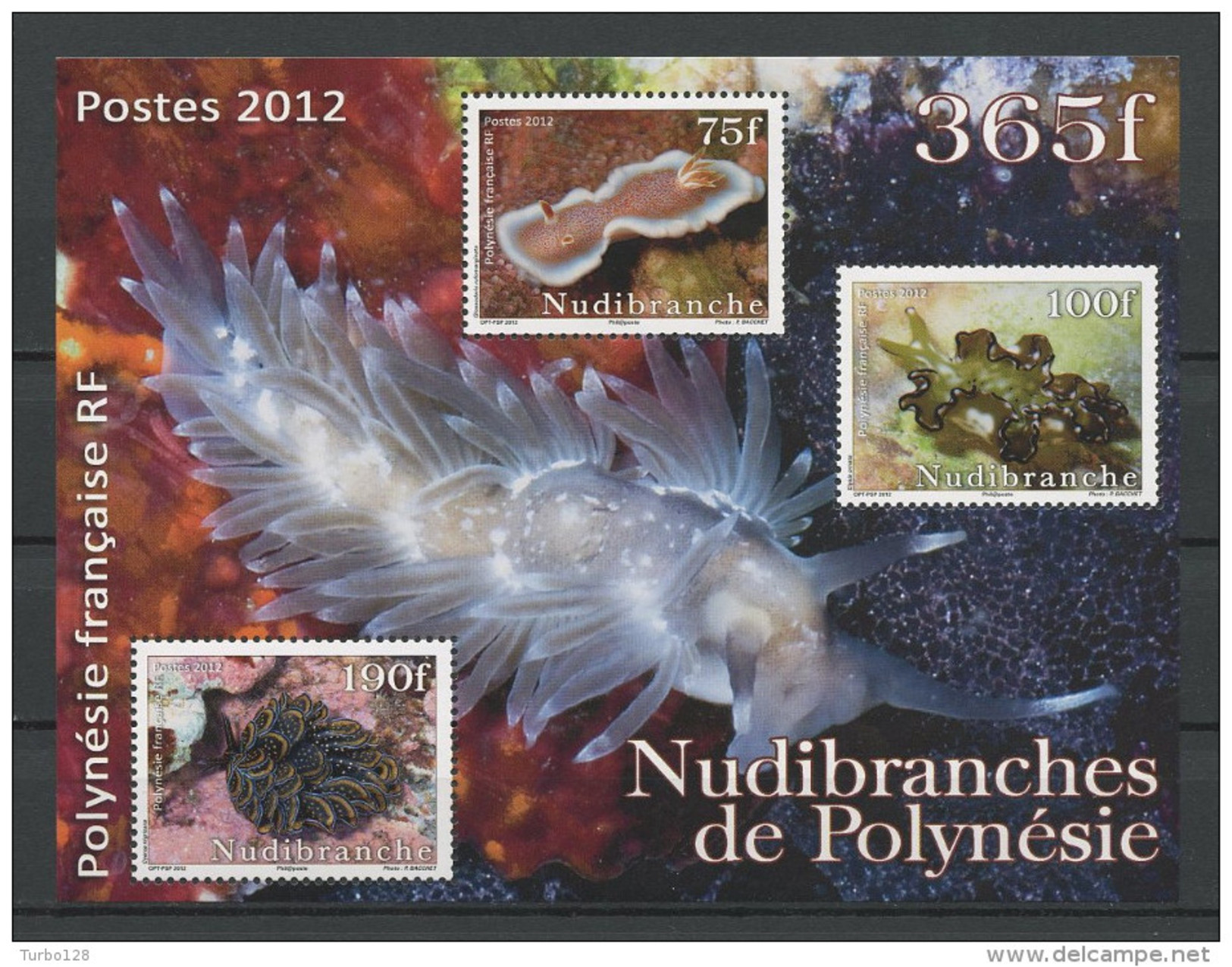 POLYNESIE 2013  Bloc N° 38 **  Neuf  MNH Superbe Faune Marine Nudibranches Mollusques Animaux Limaces De Mer - Blocs-feuillets