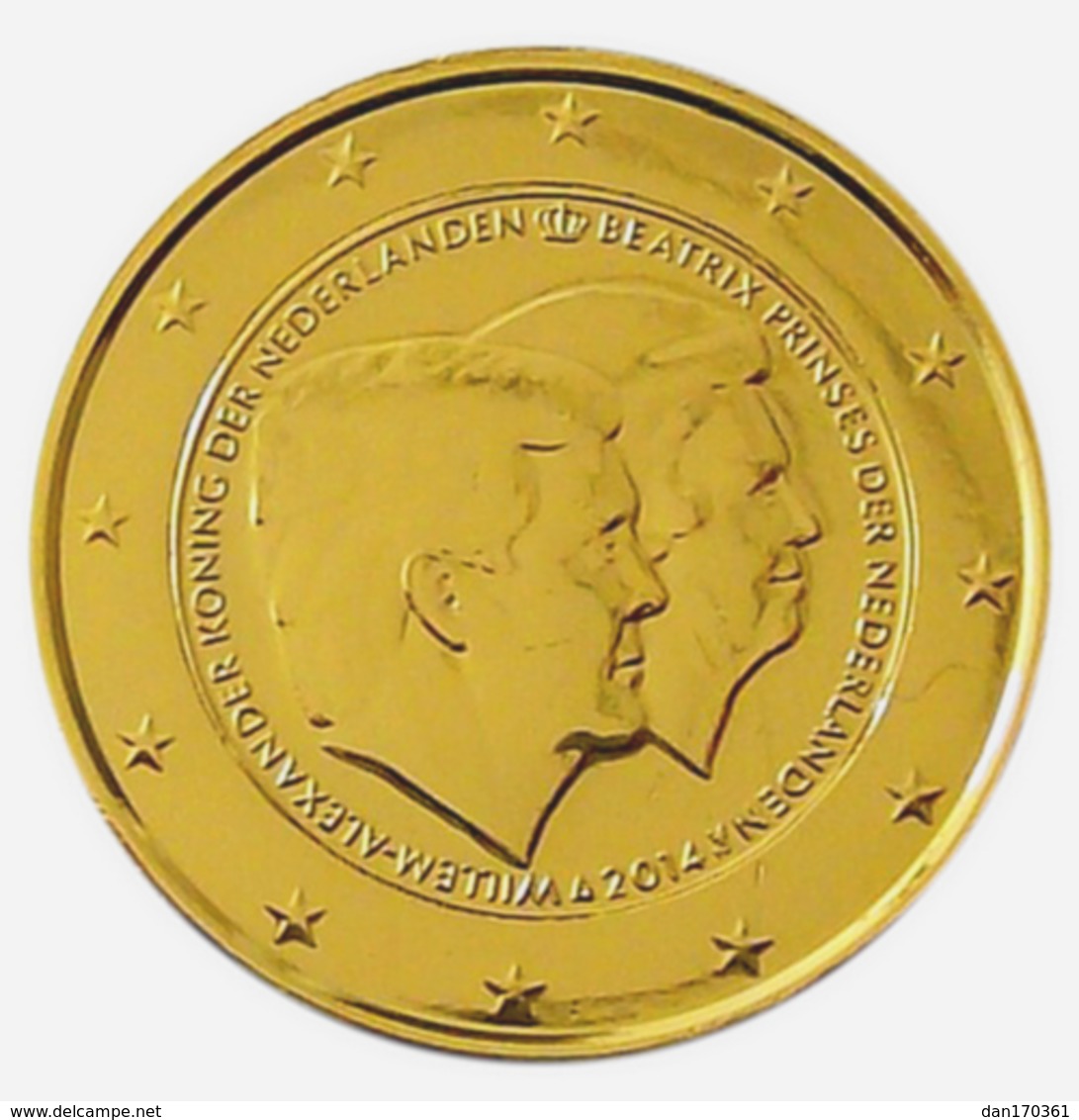 PAYS BAS 2014 - 2 EUROS COMMEMORATIVE - DOUBLE PORTRAIT -  PLAQUE OR - Pays-Bas