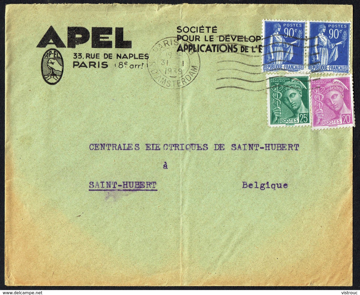 Y/T N° 368 X 2 + 410 + 411   S/lettre De France Vers La Belgique - 1939. - 1932-39 Paix