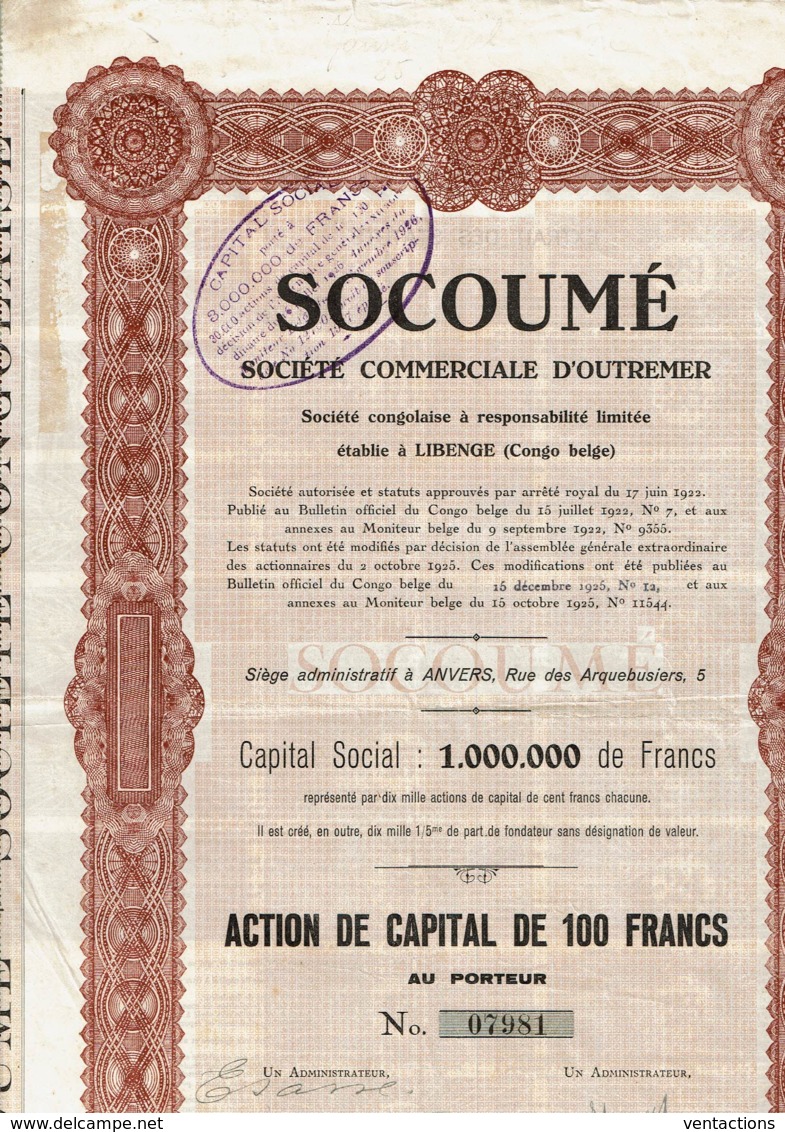 CONGO-SOCOUME. Sté Commeriale D'Outre-Mer - Other & Unclassified