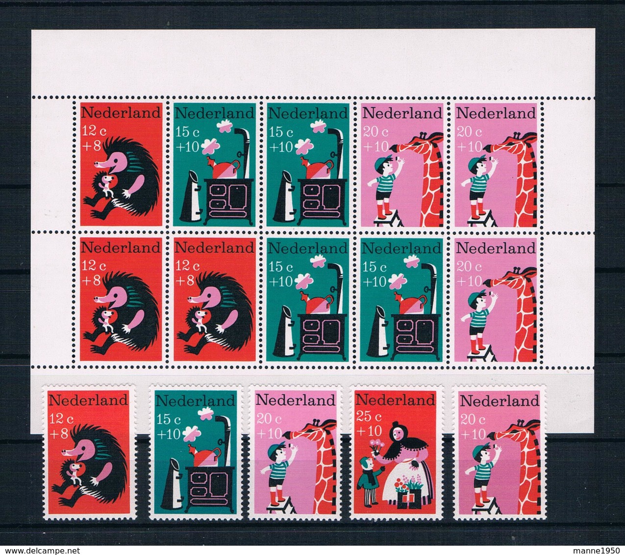Niederlande 1967 Kinder Mi.Nr. 888/92 Kpl. Satz ** + Block 6 ** - Unused Stamps