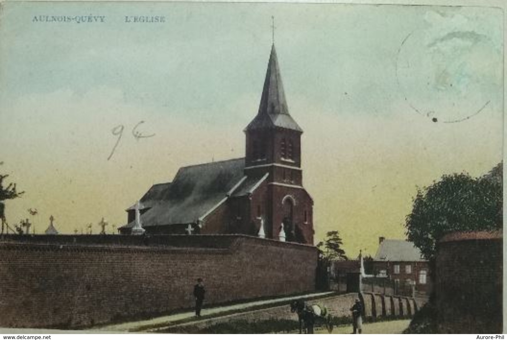 Aulnois-Quévy L'Eglise Avec Attelage - Quévy