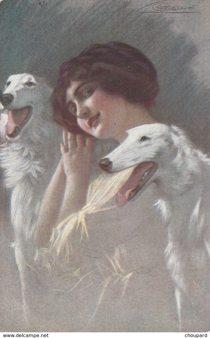 Très Belle Carte Postale Ancienne De Chien Lévrier Barzoi Ou Greyhound - Perros