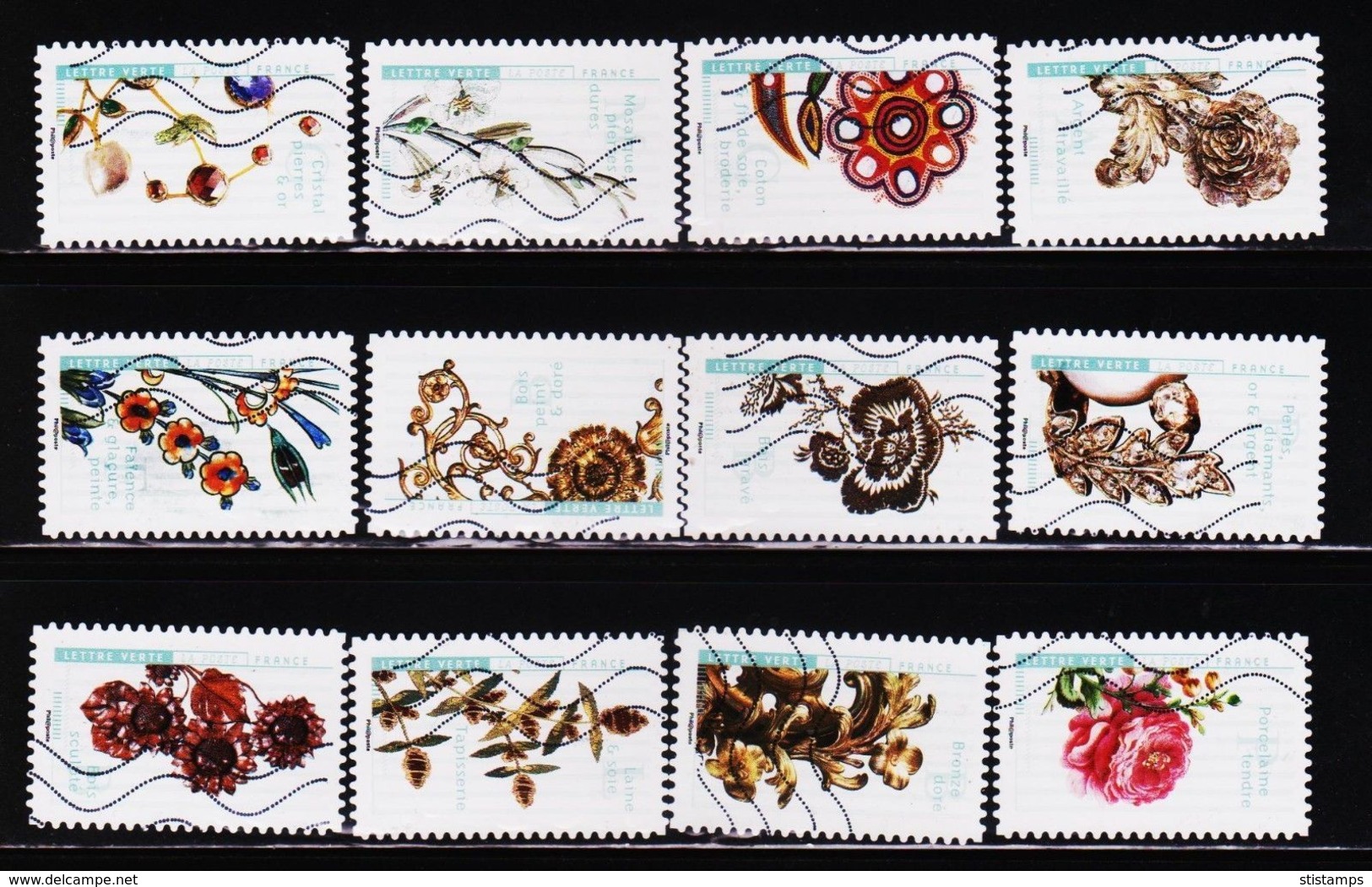 FRANCE -2017,FLOWERS, CARRIER IN ART, 12V SET USED STAMPS #K26 - Used Stamps