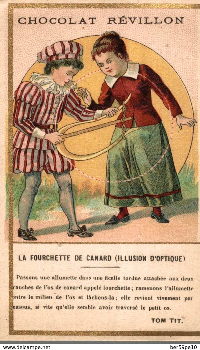 CHROMO  CHOCOLAT REVILLON  LA FOURCHETTE DE CANARD  ILLUSION D'OPTIQUE - Revillon