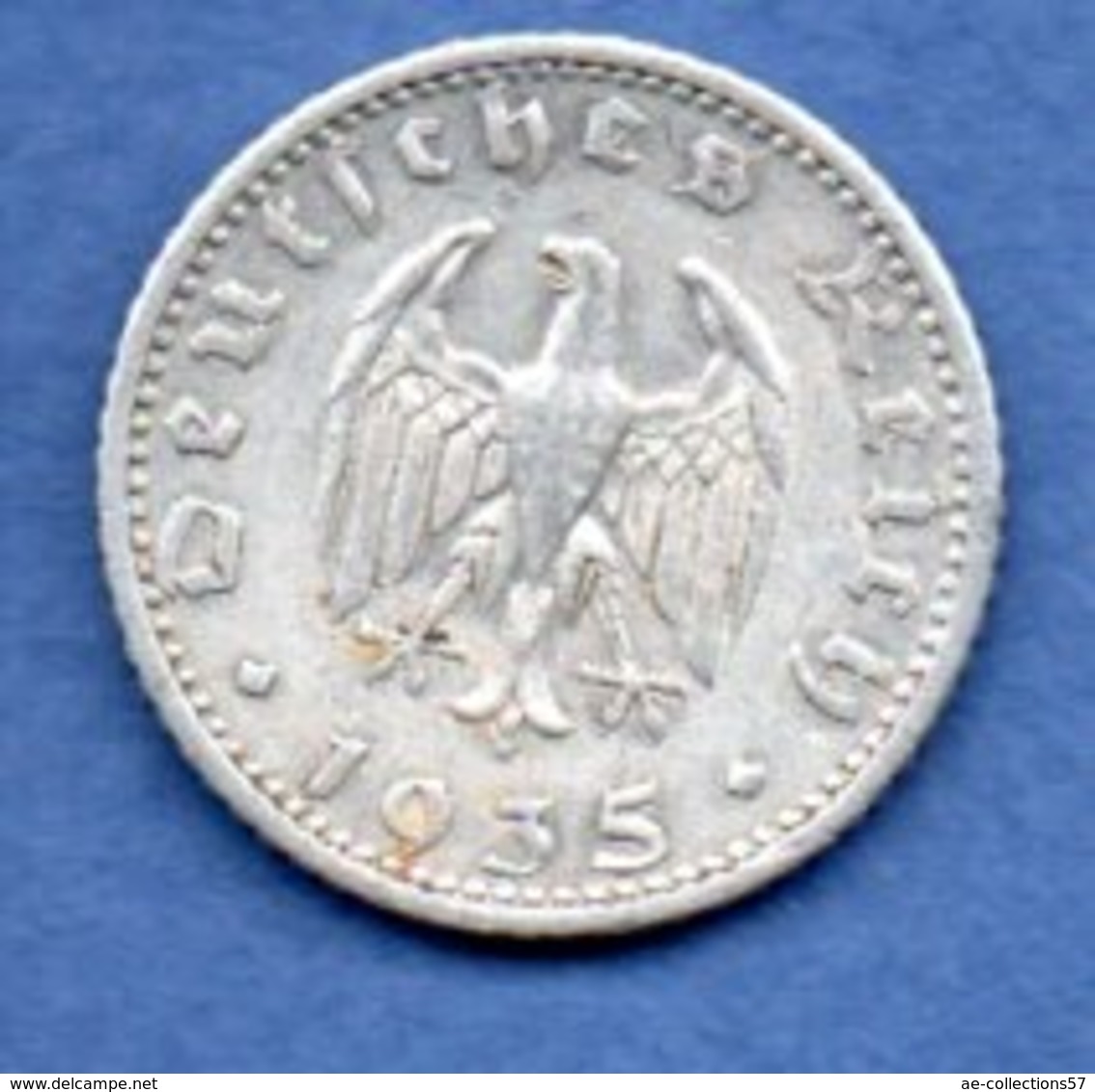 Allemagne -  50 Reichspfennig  1935 F  -  Km #  87-    état  TB+  -- - 50 Reichspfennig